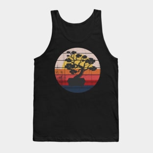 Bonsai Tree Design Japanese Bonsai Tree Sun Retro Tank Top